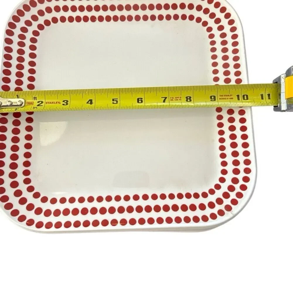 Room Essentials White Red Polka Dots Melamine Square Plates Set of 6